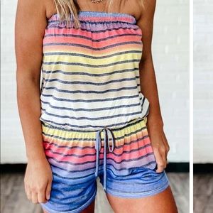 Large romper bathing suit cover tube top rainbow
